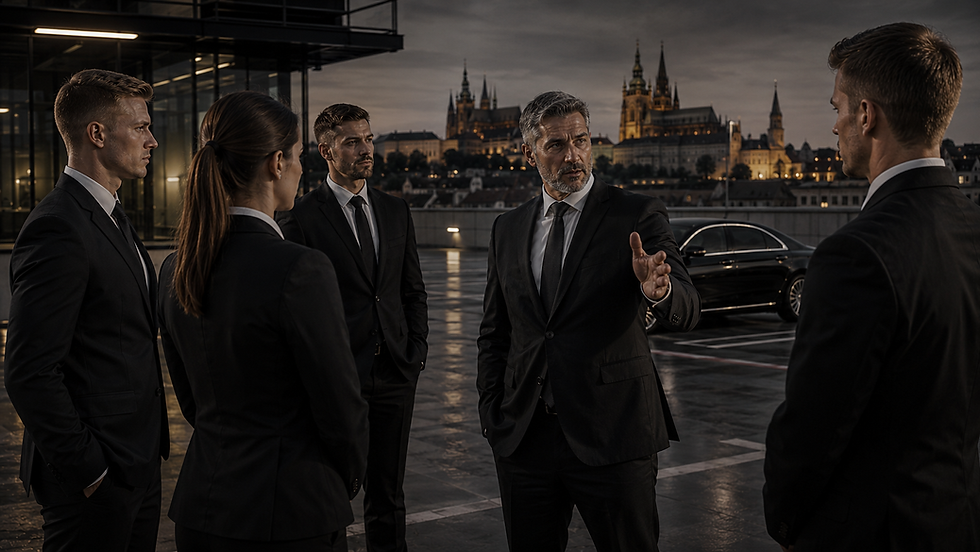 The BODYGUARD GROUP senior instructor trains young bodyguards as part of the professional Bodyguard Training Program in Prague.
