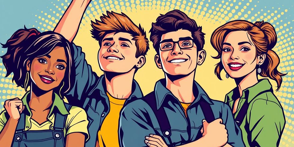 Young adults showing positive mindset