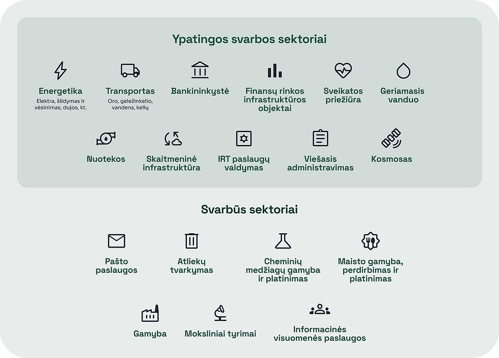 Kibernetinio saugumo subjektų sektoriai