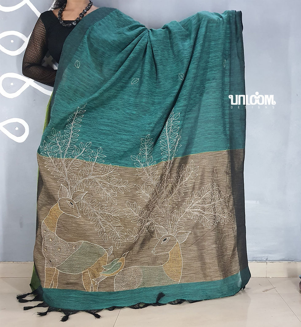 Thumbnail: Linen saree | Gond art
Hand embroidery