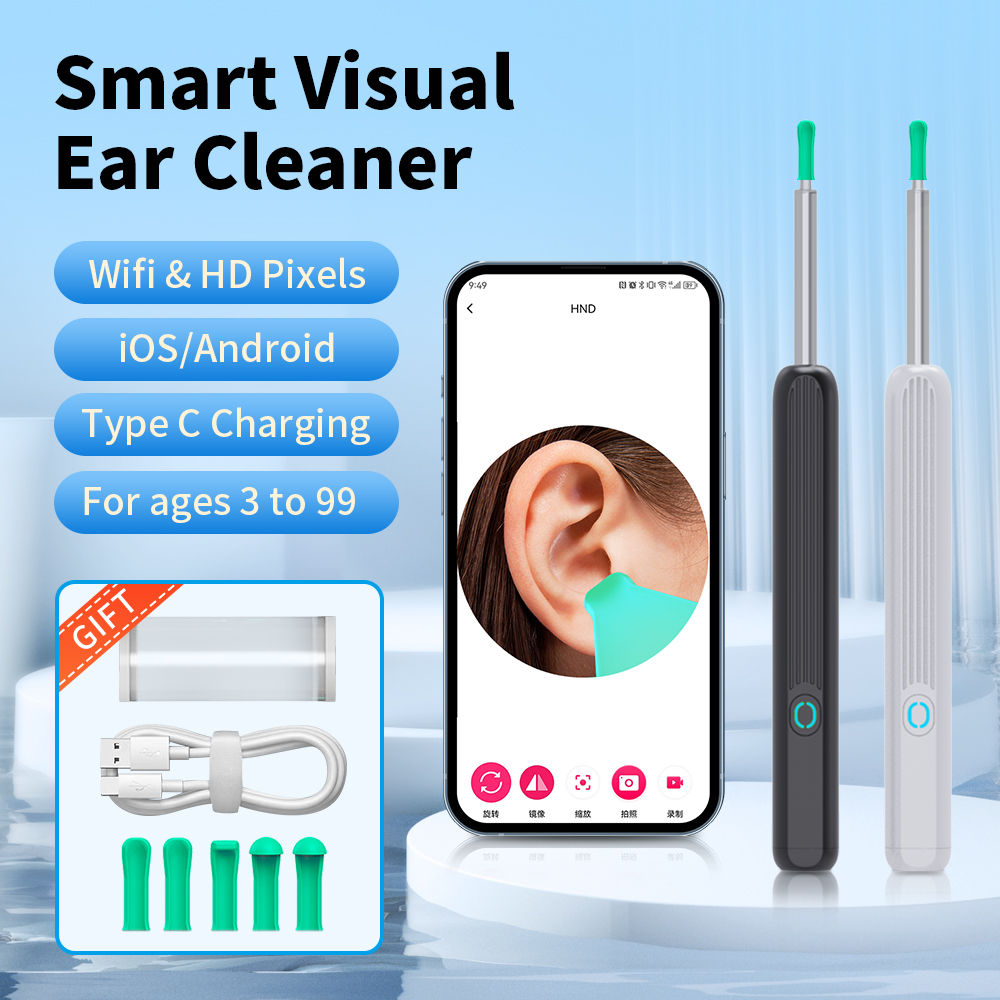 Smart Ear Cleaner with Camera WiFi Connect 6 LED Lights 3.6mm Mini Ear Wax Remov