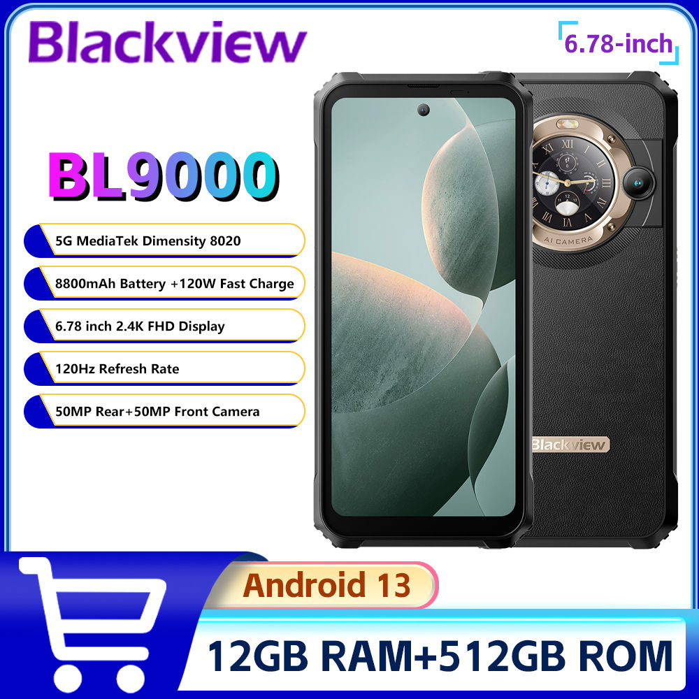 Blackview BL9000 Rugged Phone 6.78" 12GB+512GB 2.4K FHD Dual Display 50MP 8800mA