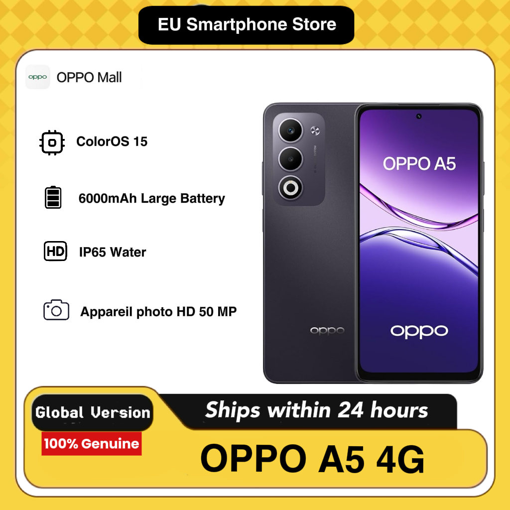 OPPO A5 4G AI Phone, 4GB/6GB+128GB LTE, Global Version, Unlocked Phone, Running