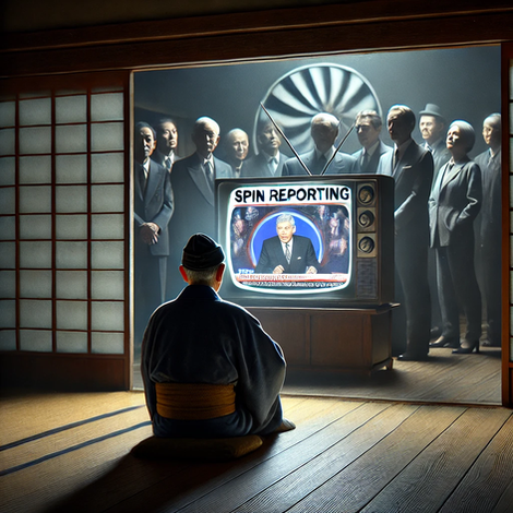 「スピン報道」を象徴するリアルなビジュアル