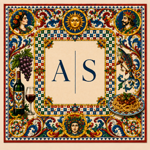Ornate design with "A | S" and decorative elements.