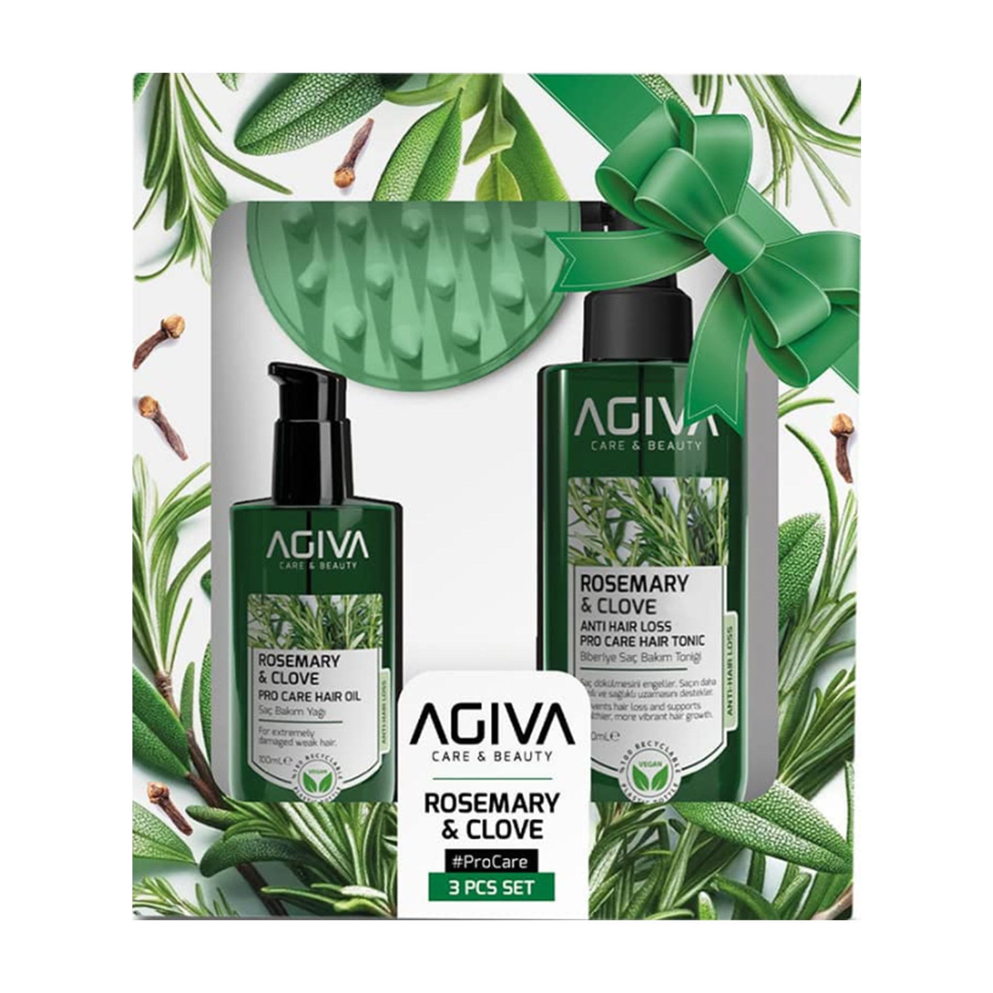 Agiva Rosemary & Clove Pro Care Set for Weak Hair Prone to Hair Loss, 3 Pieces