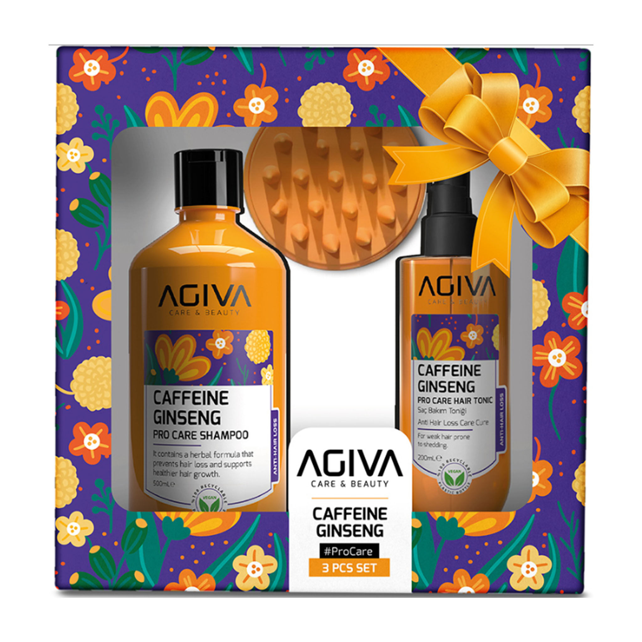 Agiva Caffeine & Ginseng Pro Care Set for Weak Hair Prone to Loss & Shedding, 3