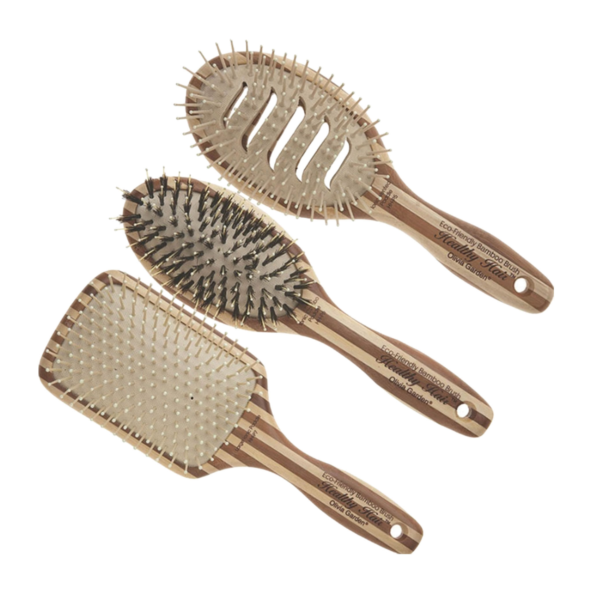 Olivia Garden Healthy Hair Bamboo Paddle & Cushion Brush Collection