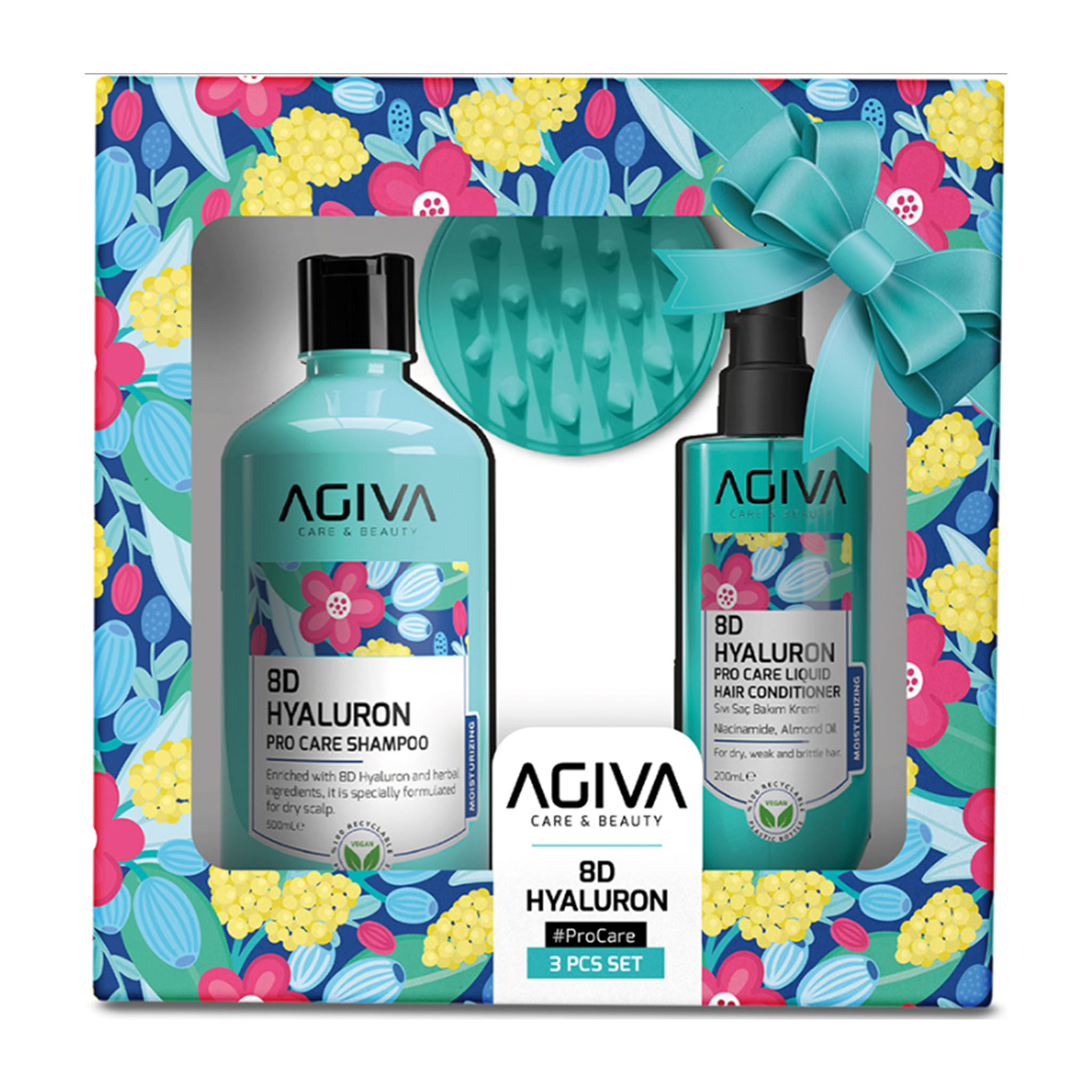 Agiva 8D Hyaluron Pro Care Set for Dry, Weak & Brittle Hair, 3 Pieces