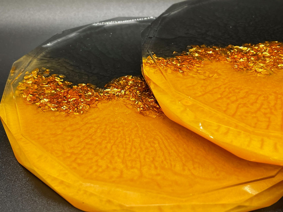Thumbnail: BLACK/GOLD CUSTOM RESIN COASTERS