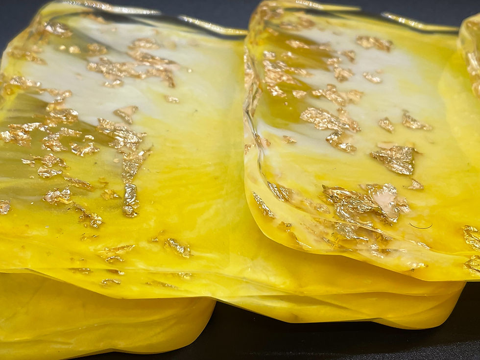 Thumbnail: YELLOW/GOLD FLAKES CUSTOM RESIN COASTERS