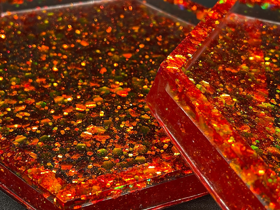 Thumbnail: RED GLITTER CUSTOM RESIN COASTERS