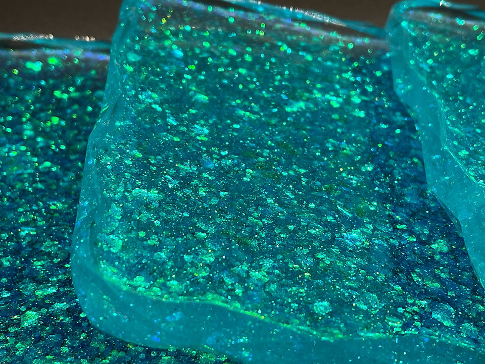Thumbnail: LIGHT BLUE GLITTER CUSTOM RESIN COASTERS