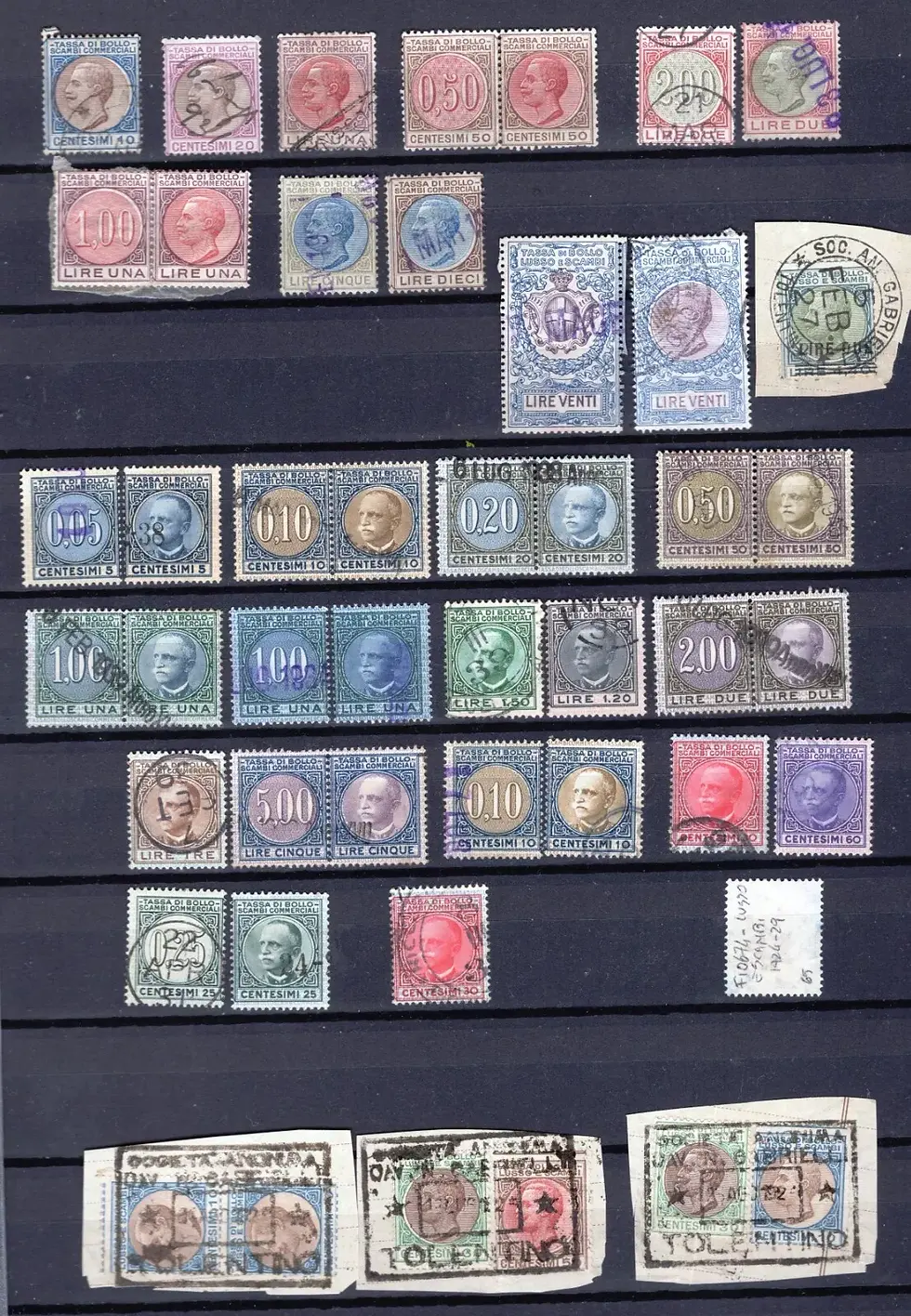 1002A1924 Marche per tassa di bollo Lusso e scambi comm.- uniti e separati