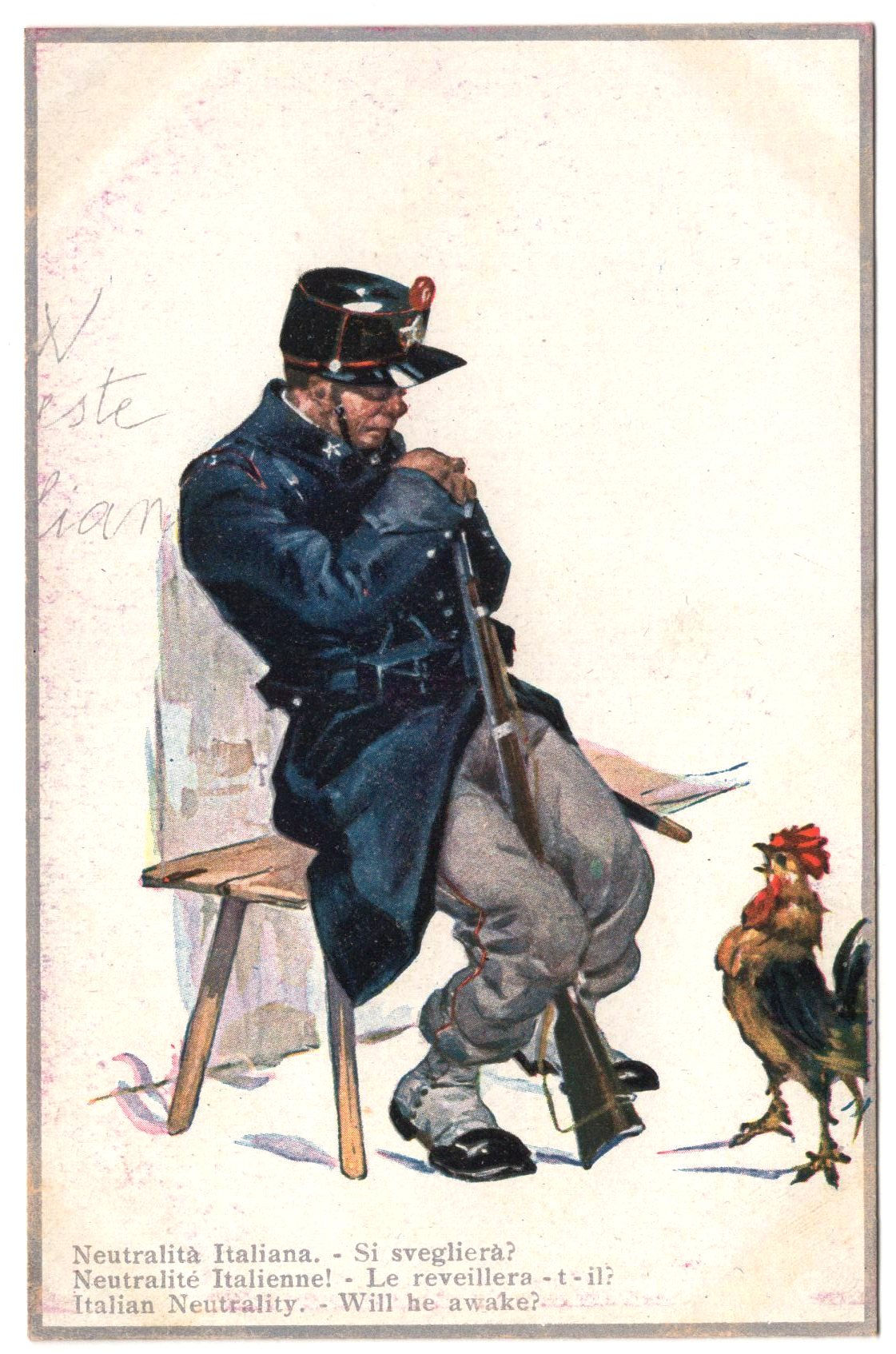 2A10ZZINTE Cart. satirica WW1: Propaganda interventista