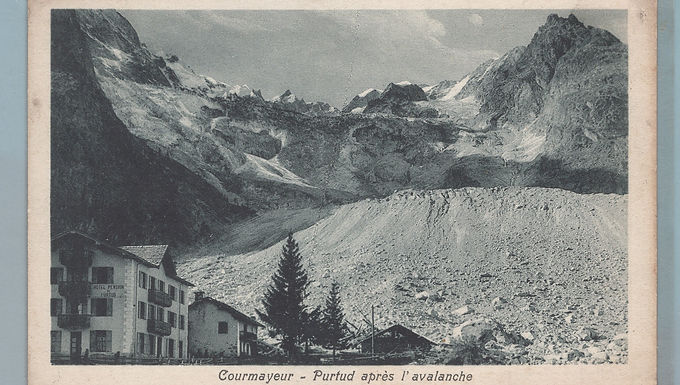 1BAOD012A48 Courmayeur . Hotel Purtud e valanga . viagg.1923