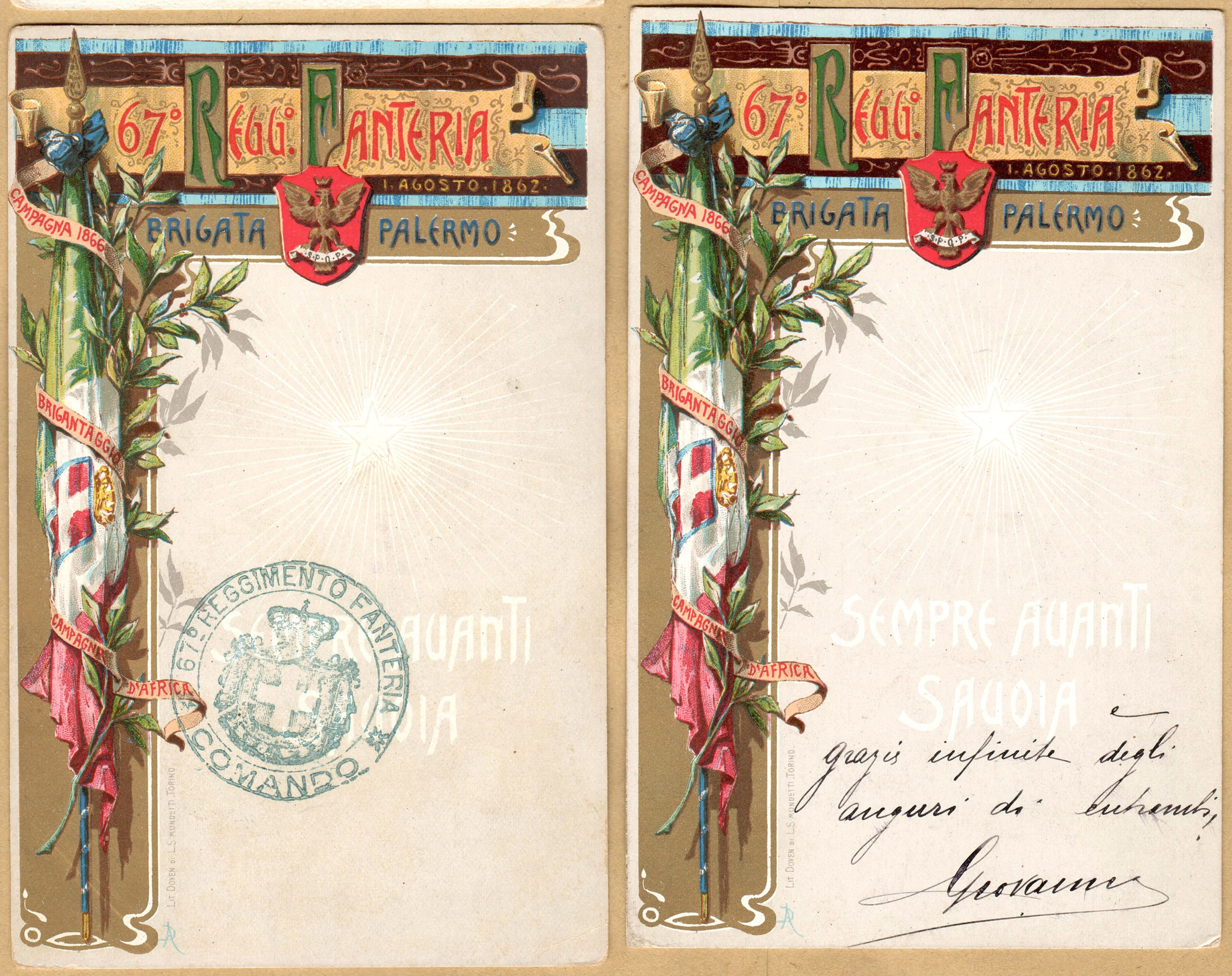 2B02.067 67° Reg. Fant. - Brig. Palermo - nuova e usata