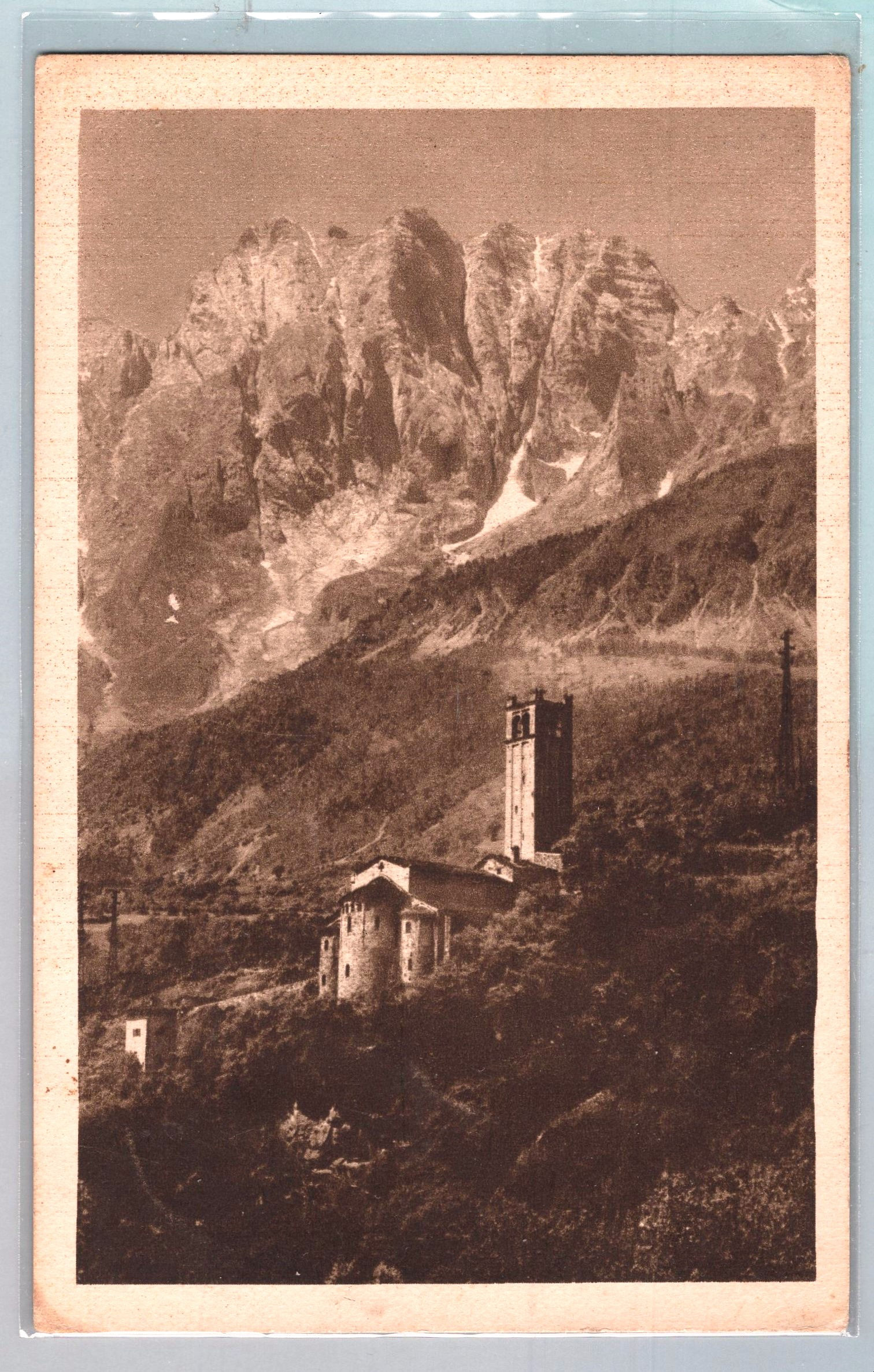 1CBSB664A35 Capo di Ponte . La pieve con la Concarena . viagg;1947
