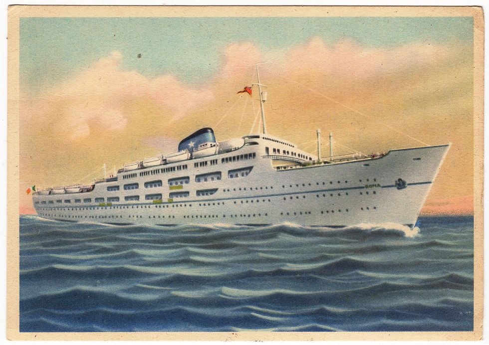 5A01ULRA Cartolina Pubblicitaria Flotta Lauro Turbonave Roma