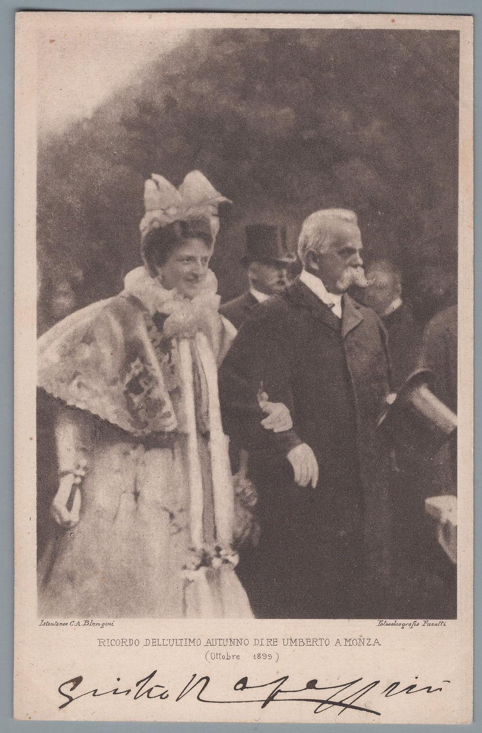 2C05ZZ Cart. propaganda monarchica: Ricordo ultimo autunno Umberto I Monza