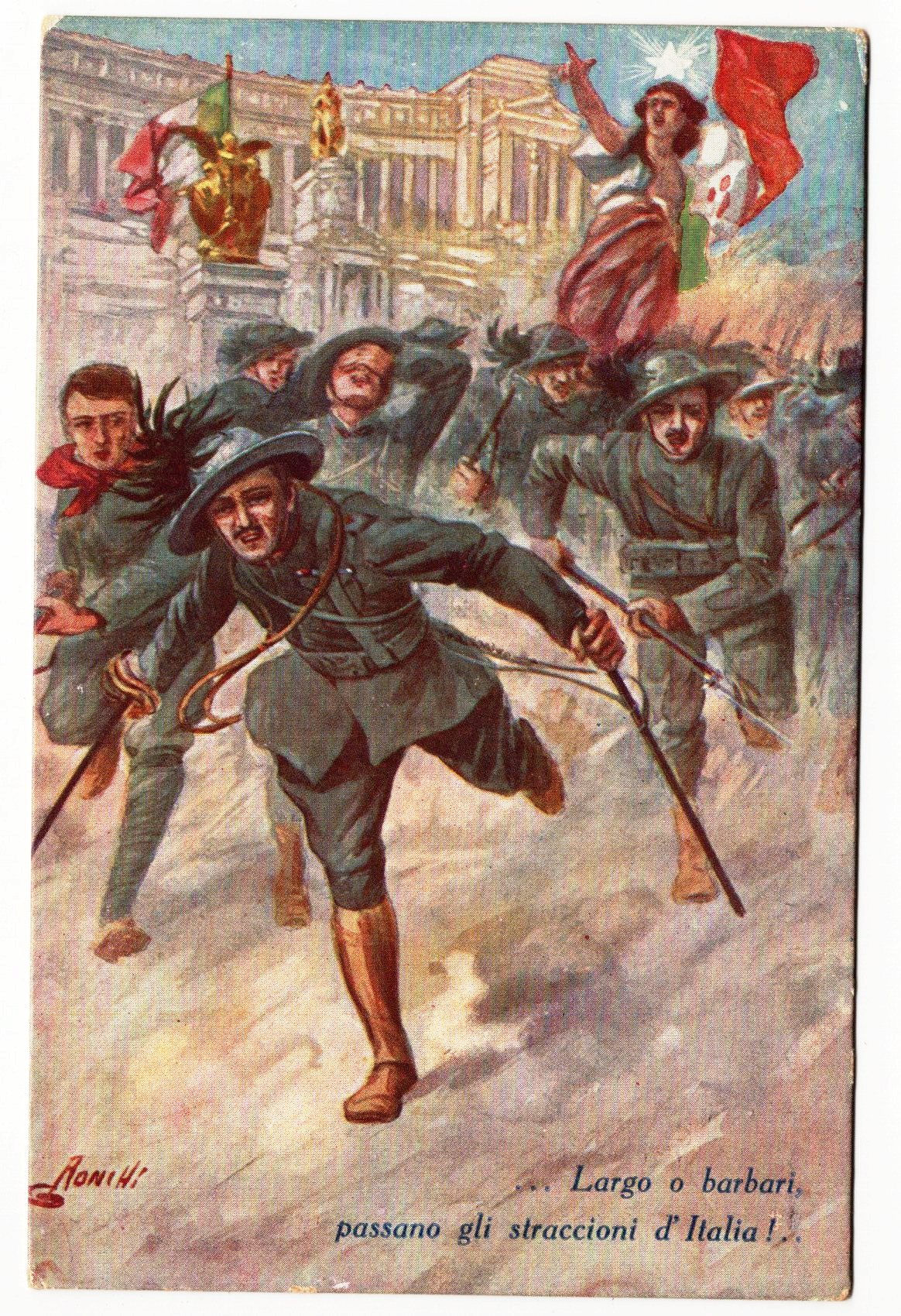 2A04RONCRON Cart. di propaganda 1WW: Largo o barbari… . Ronchi