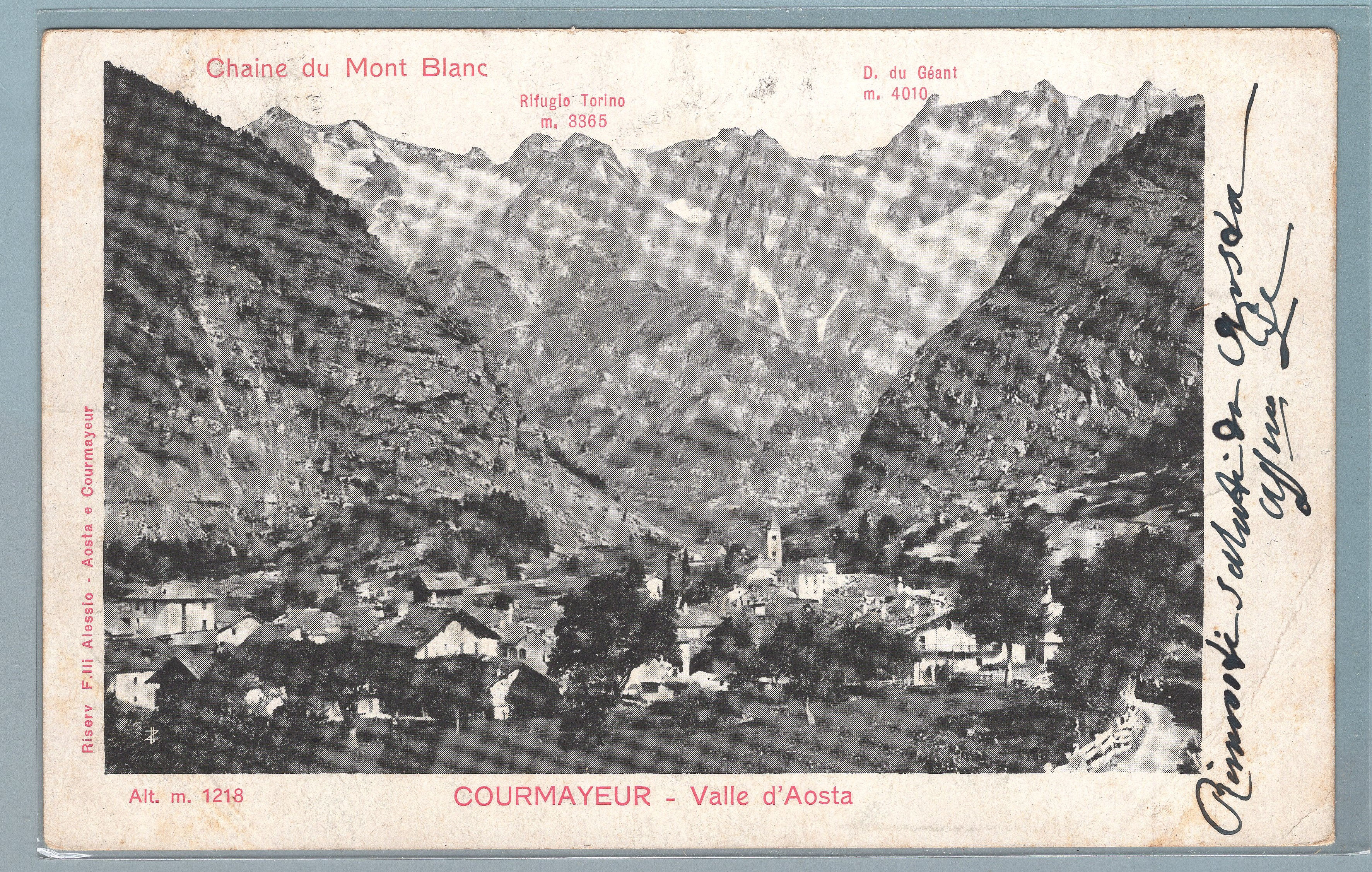 1BAOD012A48 Courmayeur . Catena del M.te Bianco . viagg. 1902