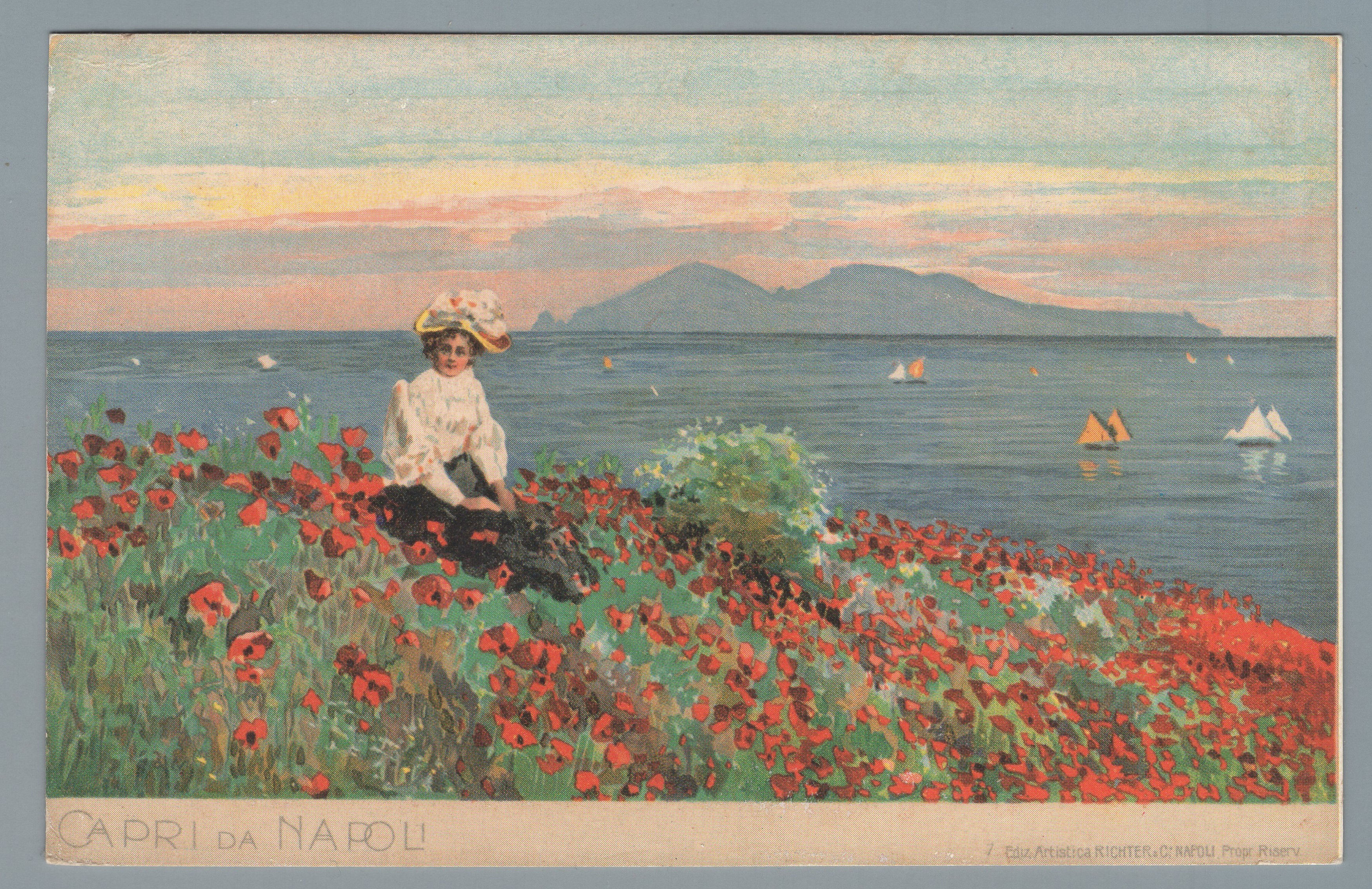 2C04RICC Cart. augurale: Capri da Napoli . nuova . originale