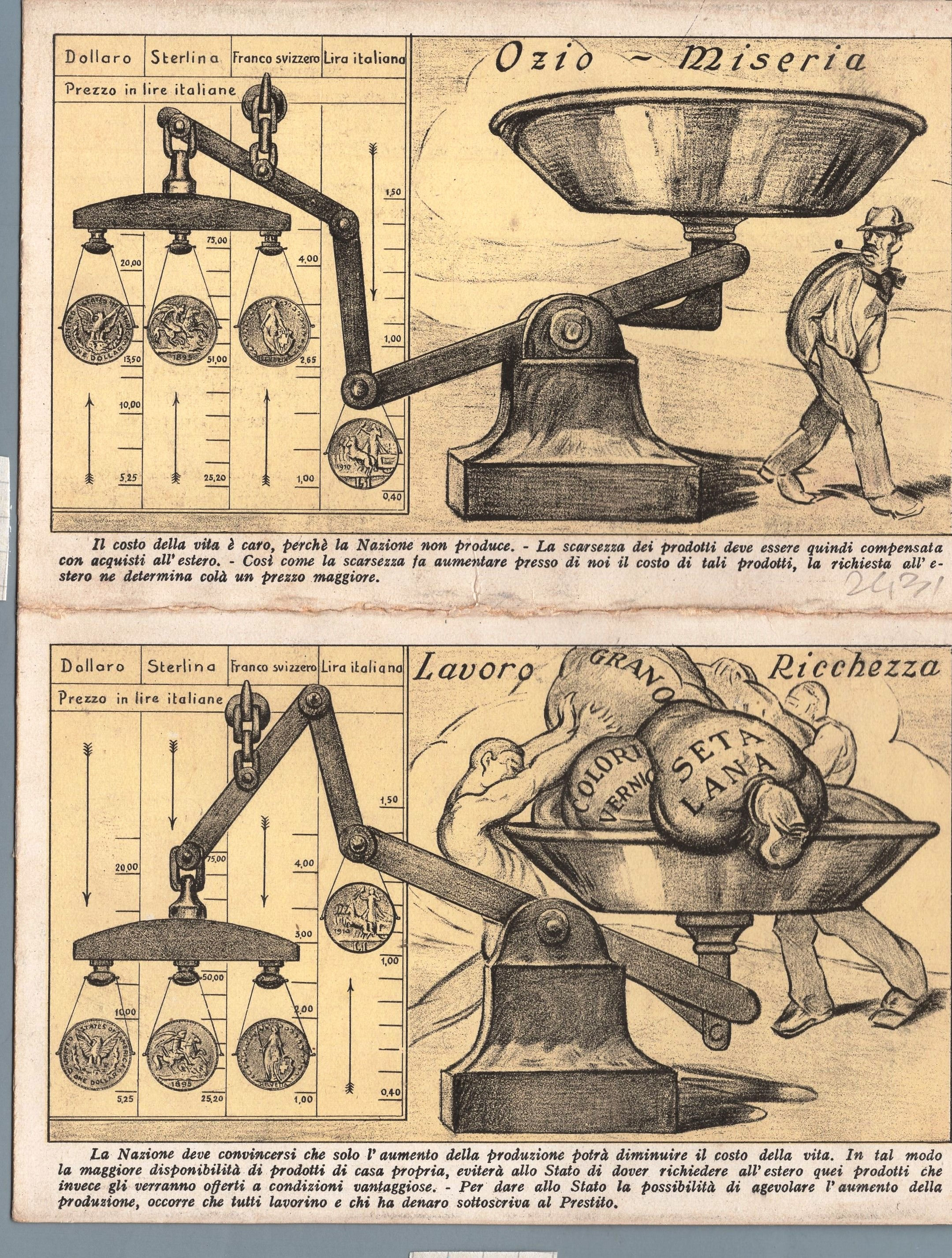2A06ZZ Cart. Propaganda Prestito: VI Prestito Ozio Miseria Lavoro Ricchezza