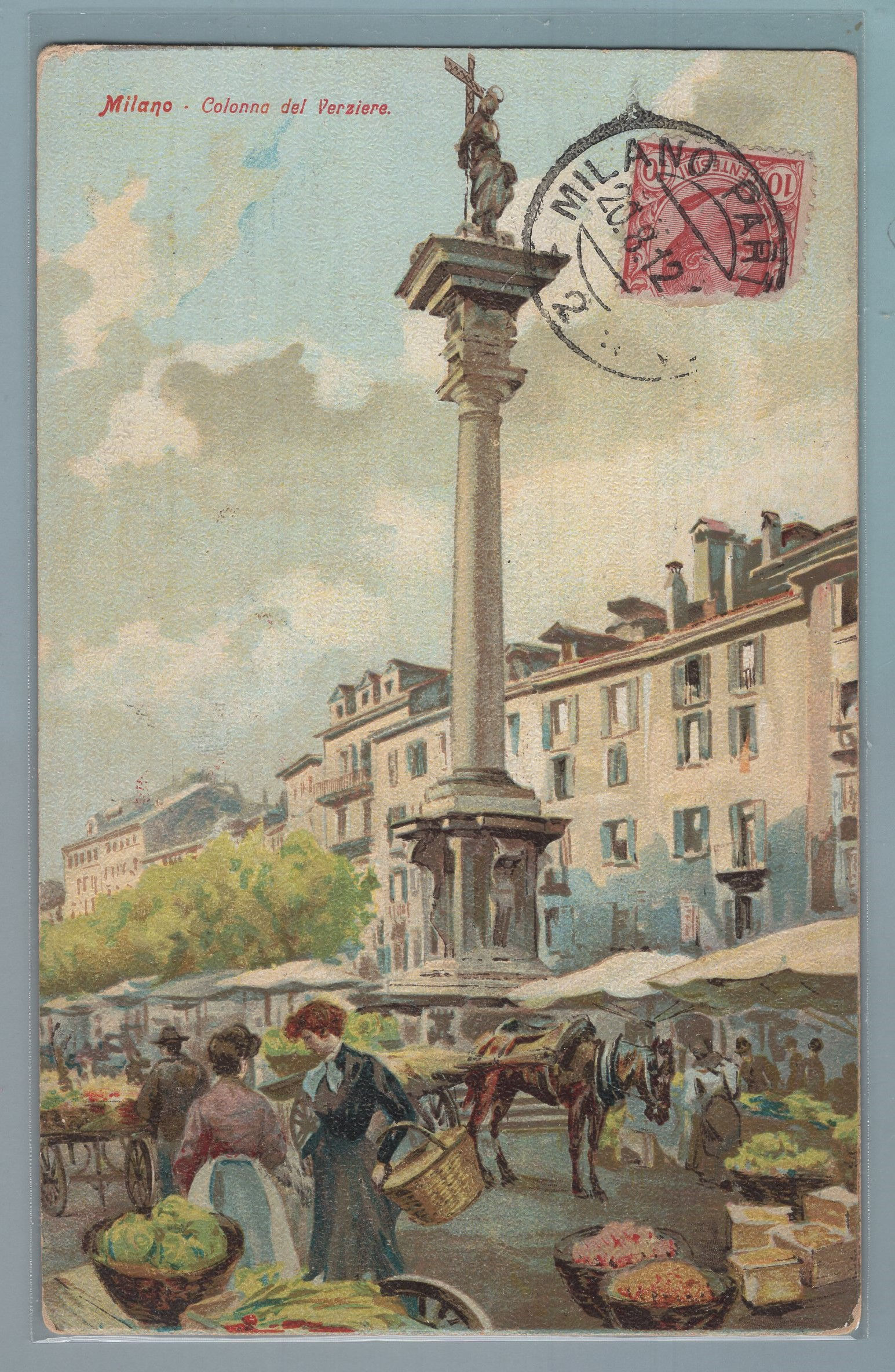 2A06MARZ  Cart. Regionali Pittoriche: Milano . Colonna del Verziere . viagg.