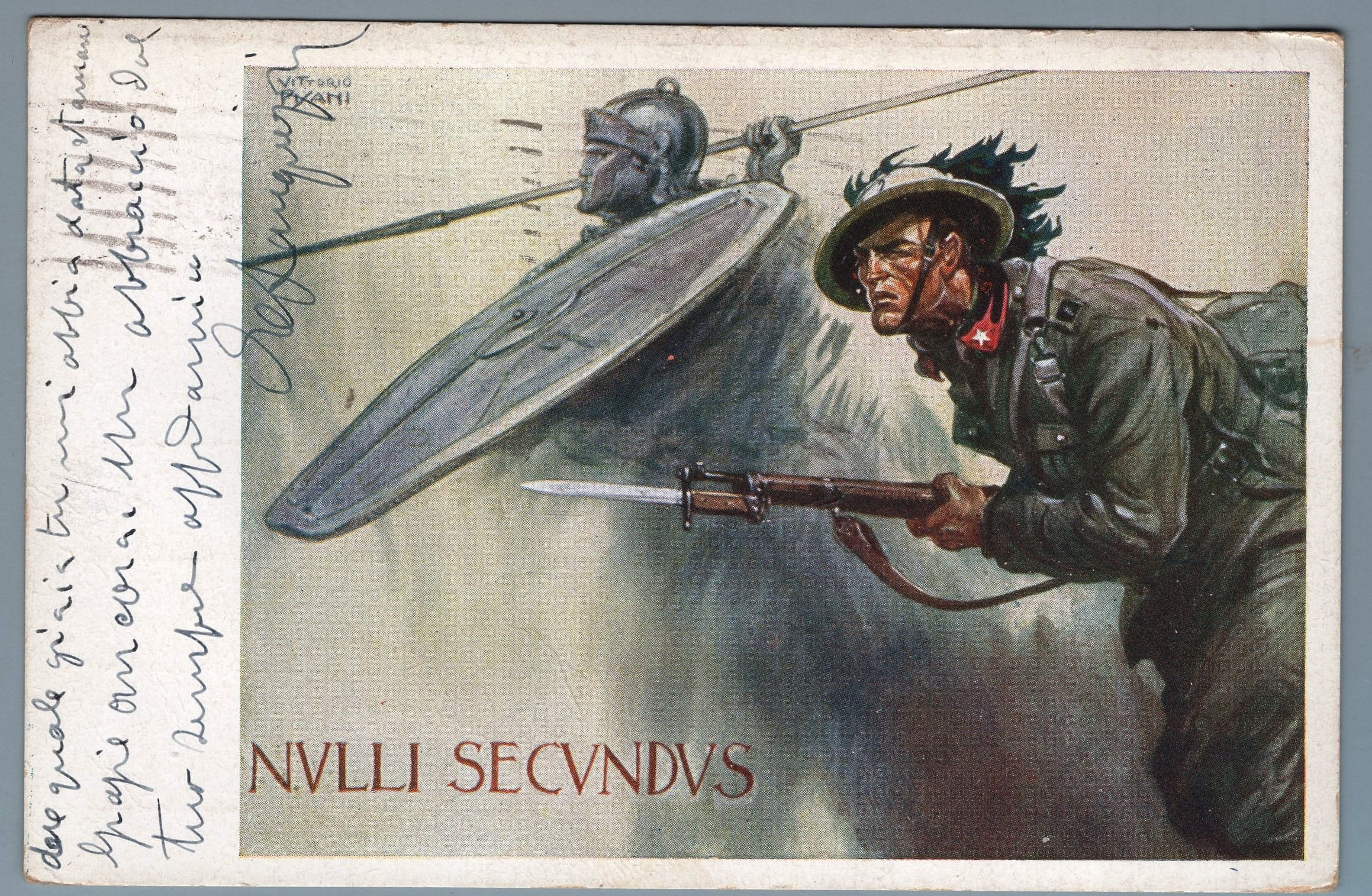 3D01.002 Cart. Reggim.:  2° Regg. . Bersagliere alla baionetta . Fascismo