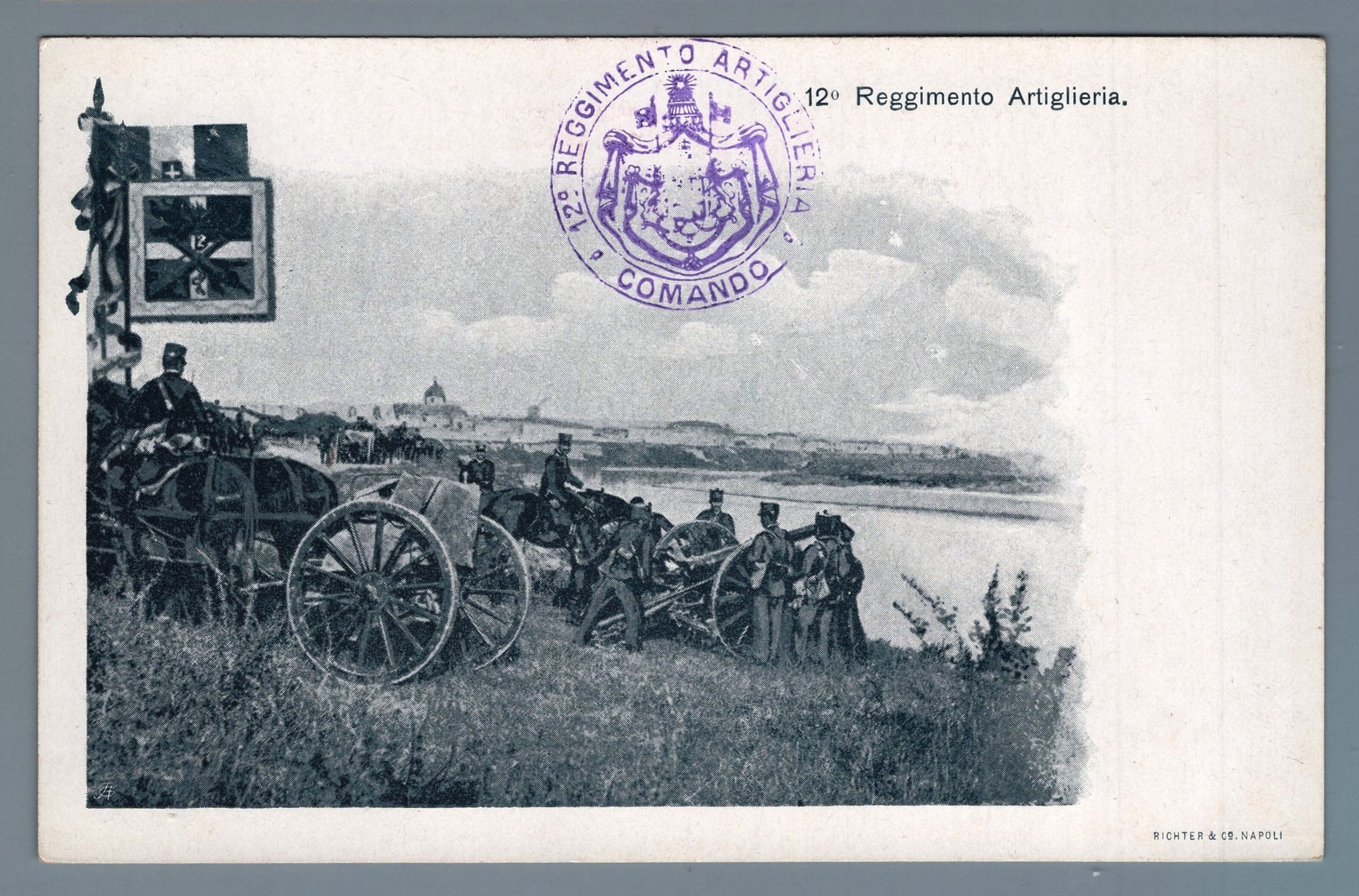 2F01.012 Cart.Reggiment.: 12° Regg. Artiglieria . Posizionamento dei pezzi