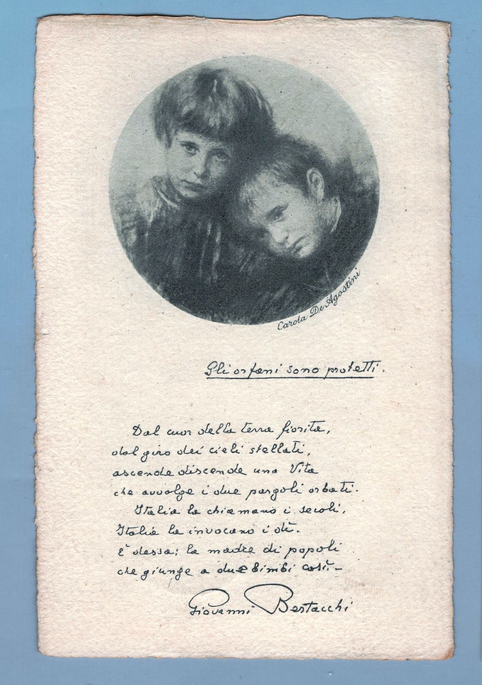 2I06DACA Cart. Solidarietà: Gli orfani sono protetti . viagg. 1917