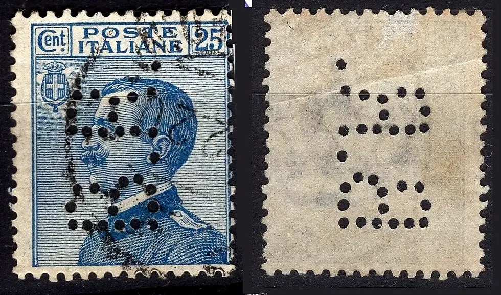 1207MITA1BRO Perfin B.R. Banco di Roma sede di Napoli