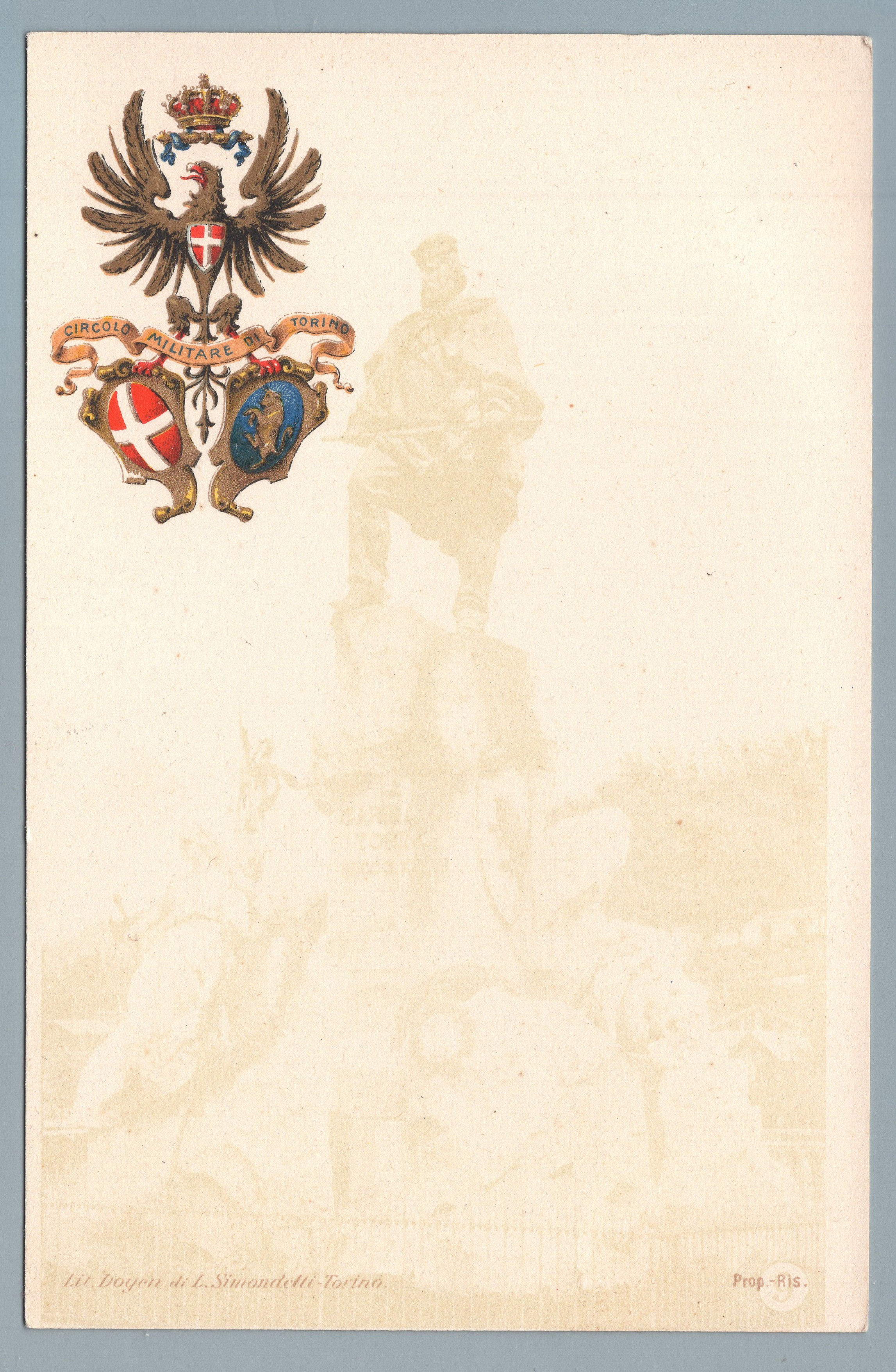 2O05.TOR Cart.Reggim.:  Circolo Militare di Torino . Mon.Garibaldi . Nuova