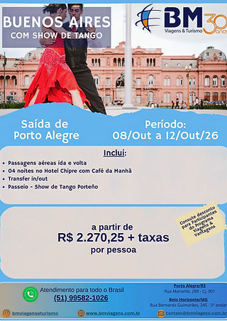 Folder Pacotes - Buenos Aires com show de Tango