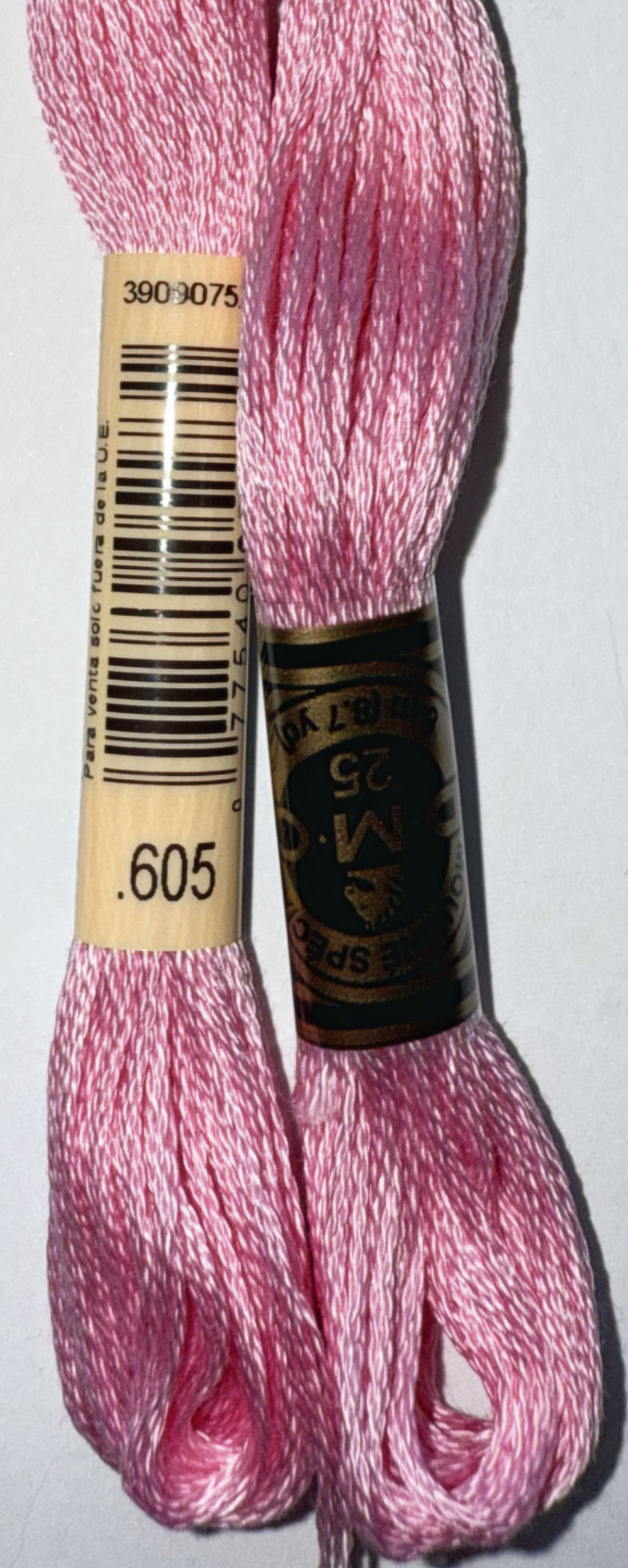 Two bundles of DMC 605 pink embroidery floss, 8.7 yards Bloomfield Craft.