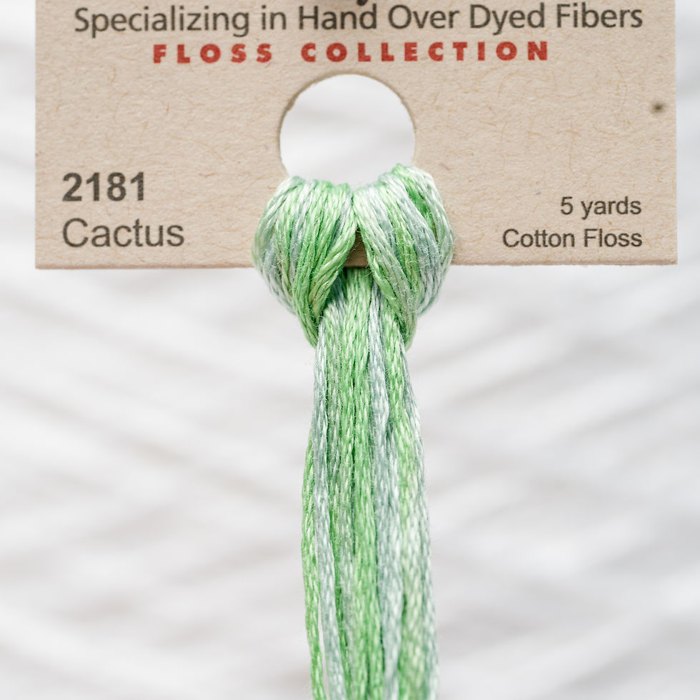 Thumbnail: Green and white Cactus cotton floss with text: 2181, 5 yards, Bloomfield Craft.