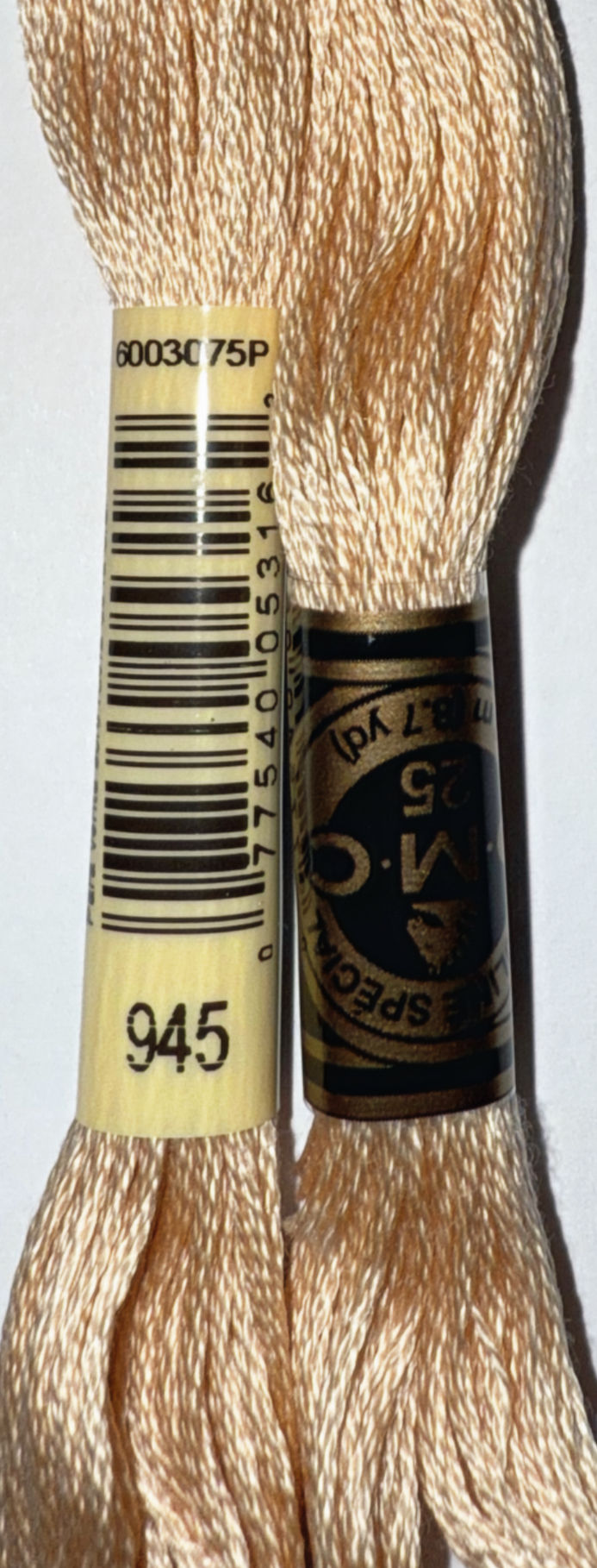 Close up of DMC Floss Color 945. Bloomfield Craft