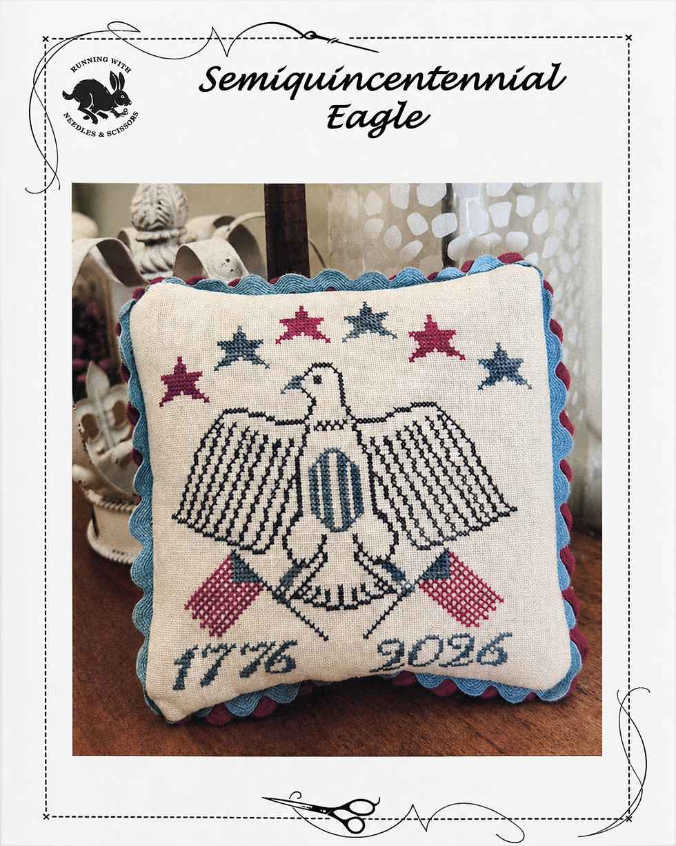 Semiquincentennial Eagle cross stitch pattern cover by Running with Needles & Scissors