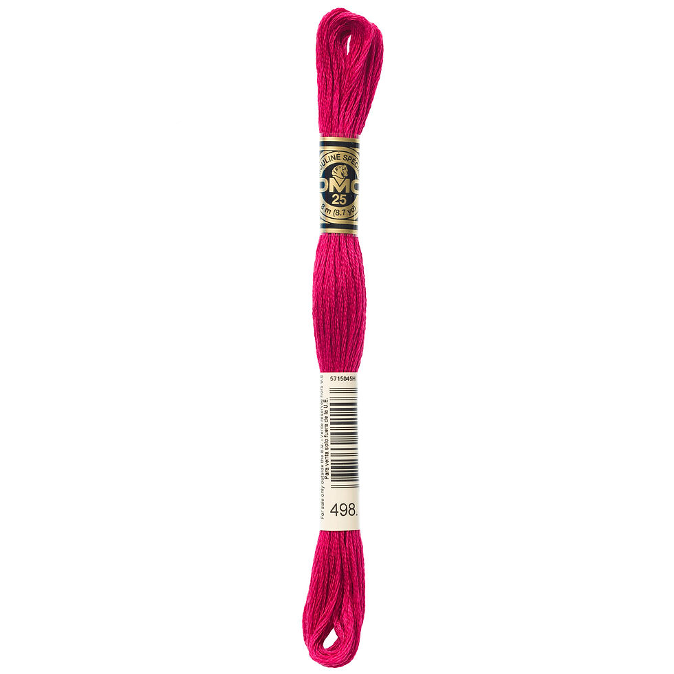 DMC 498 Dark Red embroidery floss skein