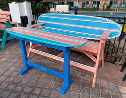 Surfboard Table with Bench