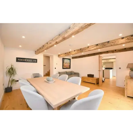 A picture showing wooden beams installed in a house