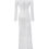 Thumbnail: Olivine White Long Sleeve Cutout High Slit Satin Gown