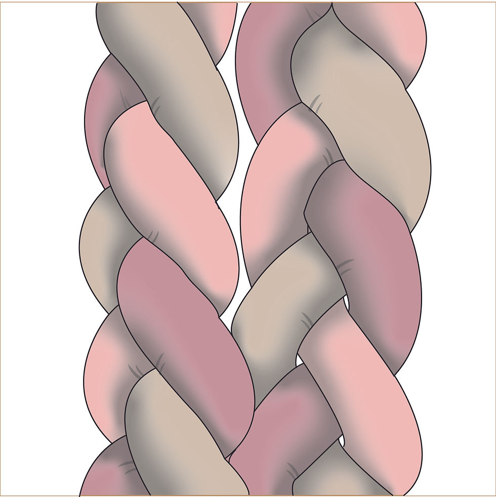 geflochtene Bettschlange 3-farbig (Blush Pink, Dusty Pink, beige)