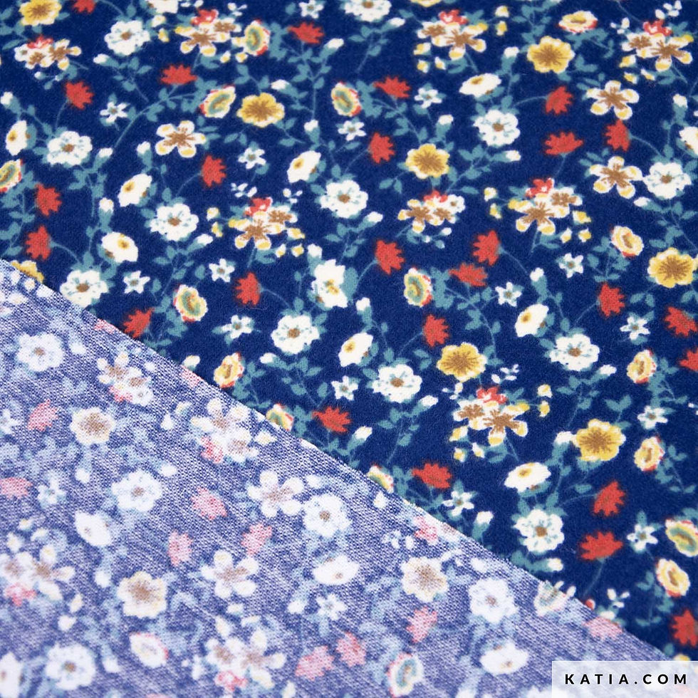 Miniaturbild: Flannel Cotton Print Blue Zinnia