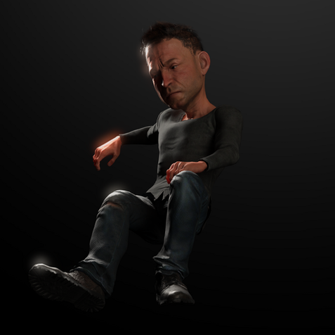 Arte renderizado de personajes en 3D de Billy Baldwin, Robert Manzanilla