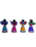 Conjunto artesanal de ángeles mini pintados a mano con alas de colores | Arte Montesinos