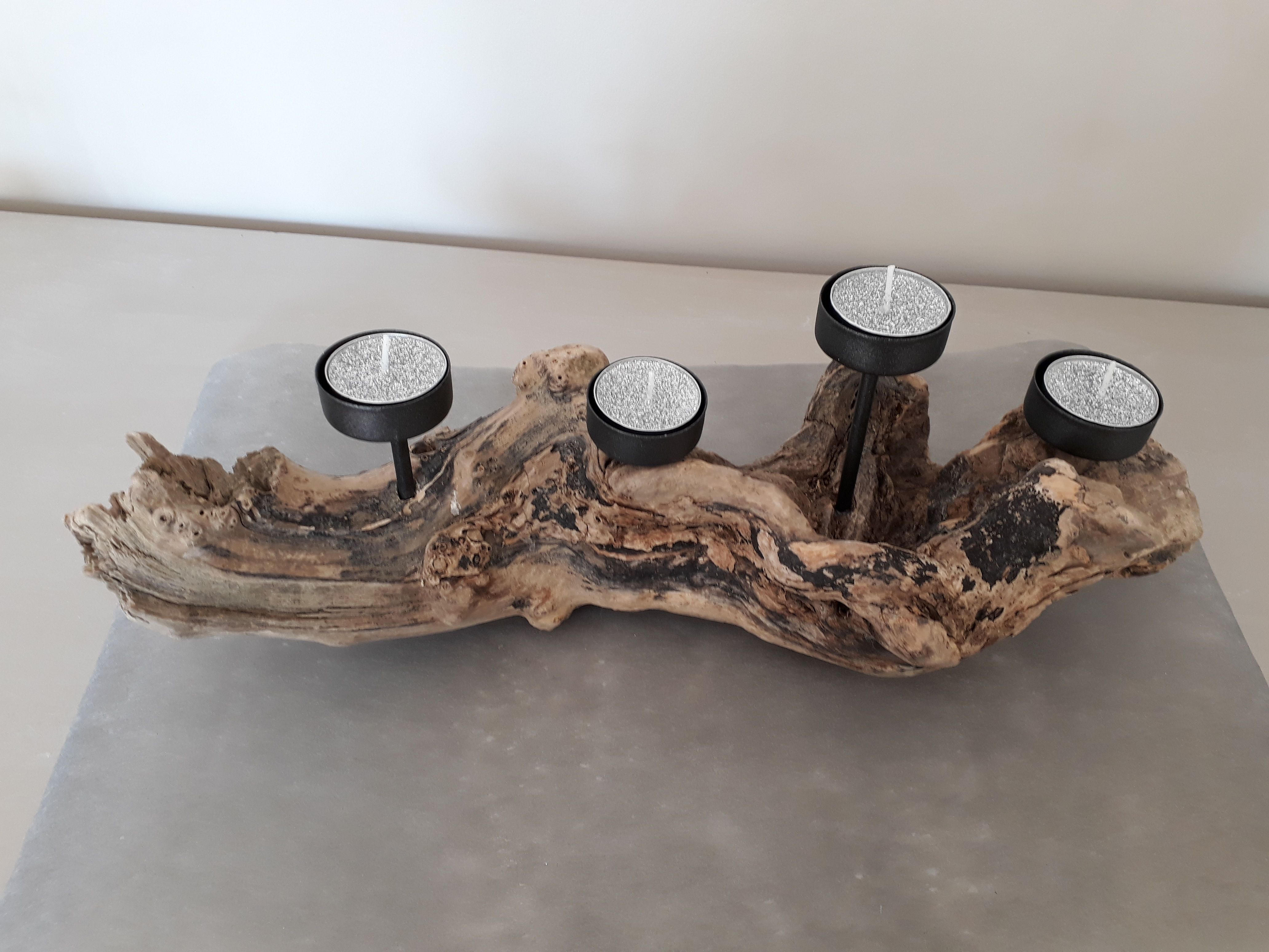 Bougeoir en bois flotté