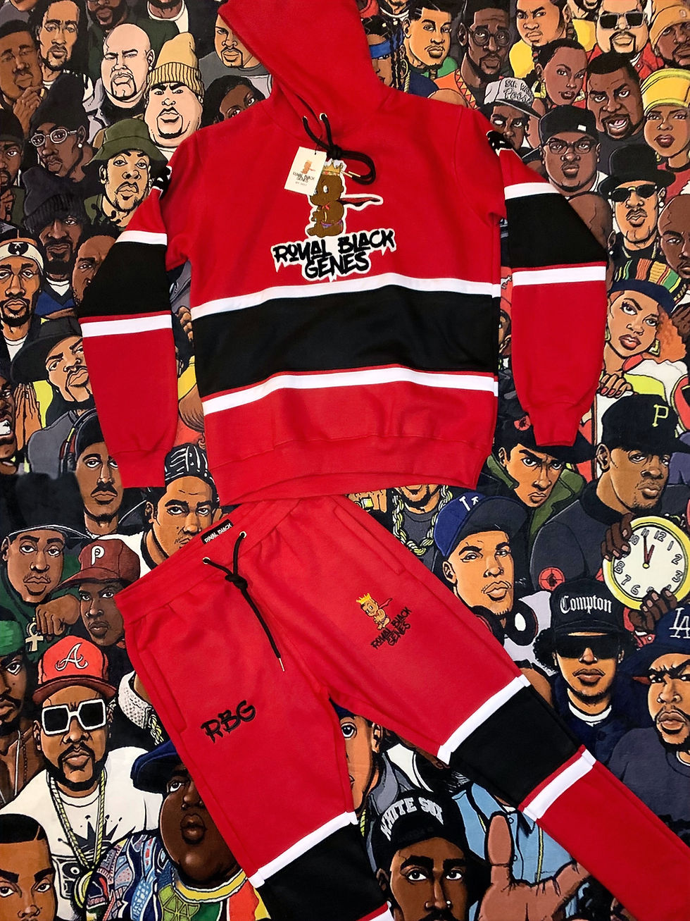 Whole Red & Black Embroidered Logo Sweatsuit