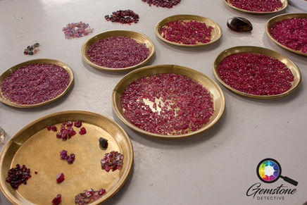 Trays of rubies Mogok | Gemstone Detective